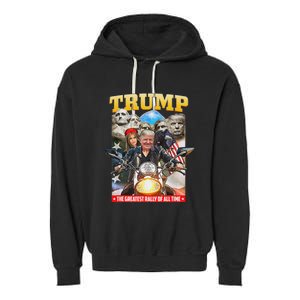 Biker Motorcycle Trump Mount Rushmore American Pride Garment-Dyed Fleece Hoodie