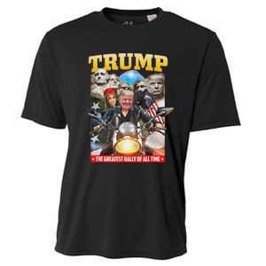 Biker Motorcycle Trump Mount Rushmore American Pride Cooling Performance Crew T-Shirt