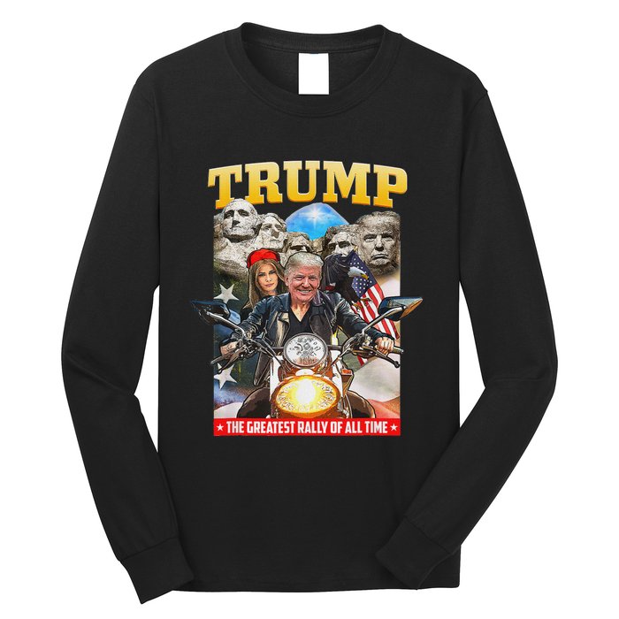 Biker Motorcycle Trump Mount Rushmore American Pride Long Sleeve Shirt