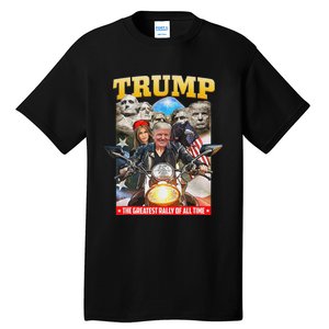 Biker Motorcycle Trump Mount Rushmore American Pride Tall T-Shirt