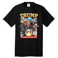 Biker Motorcycle Trump Mount Rushmore American Pride Tall T-Shirt