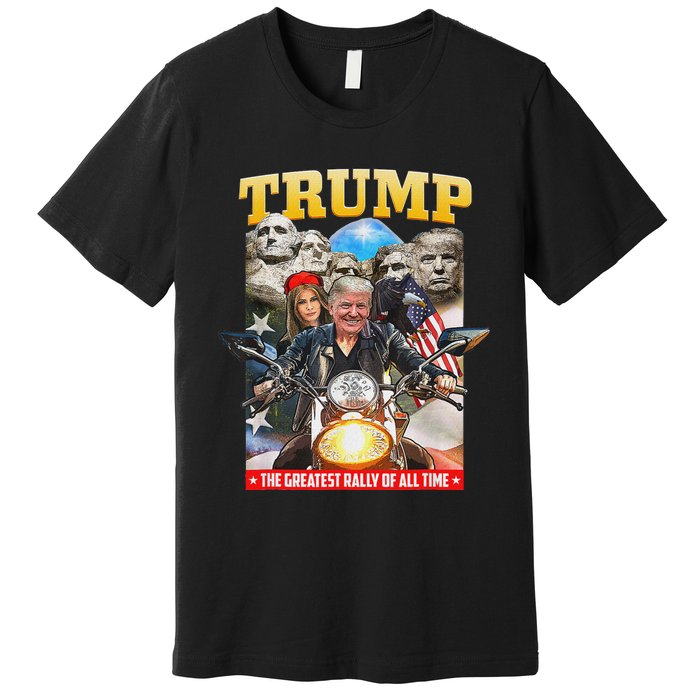 Biker Motorcycle Trump Mount Rushmore American Pride Premium T-Shirt