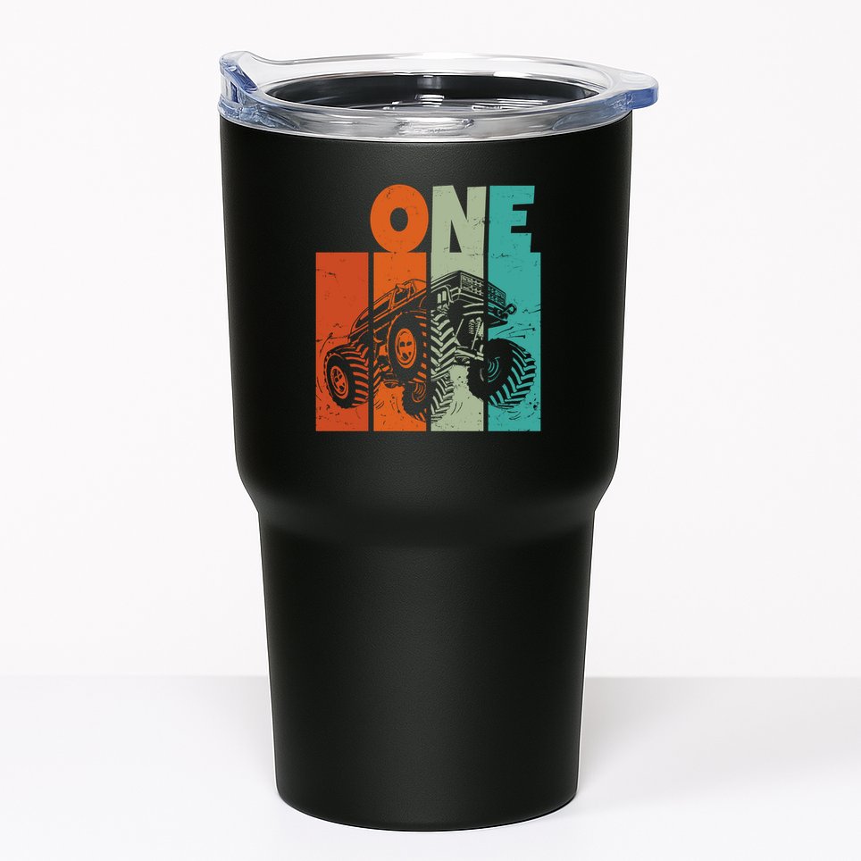 Birthday Monster Truck One Retro 1 Year Old Bday Tumbler