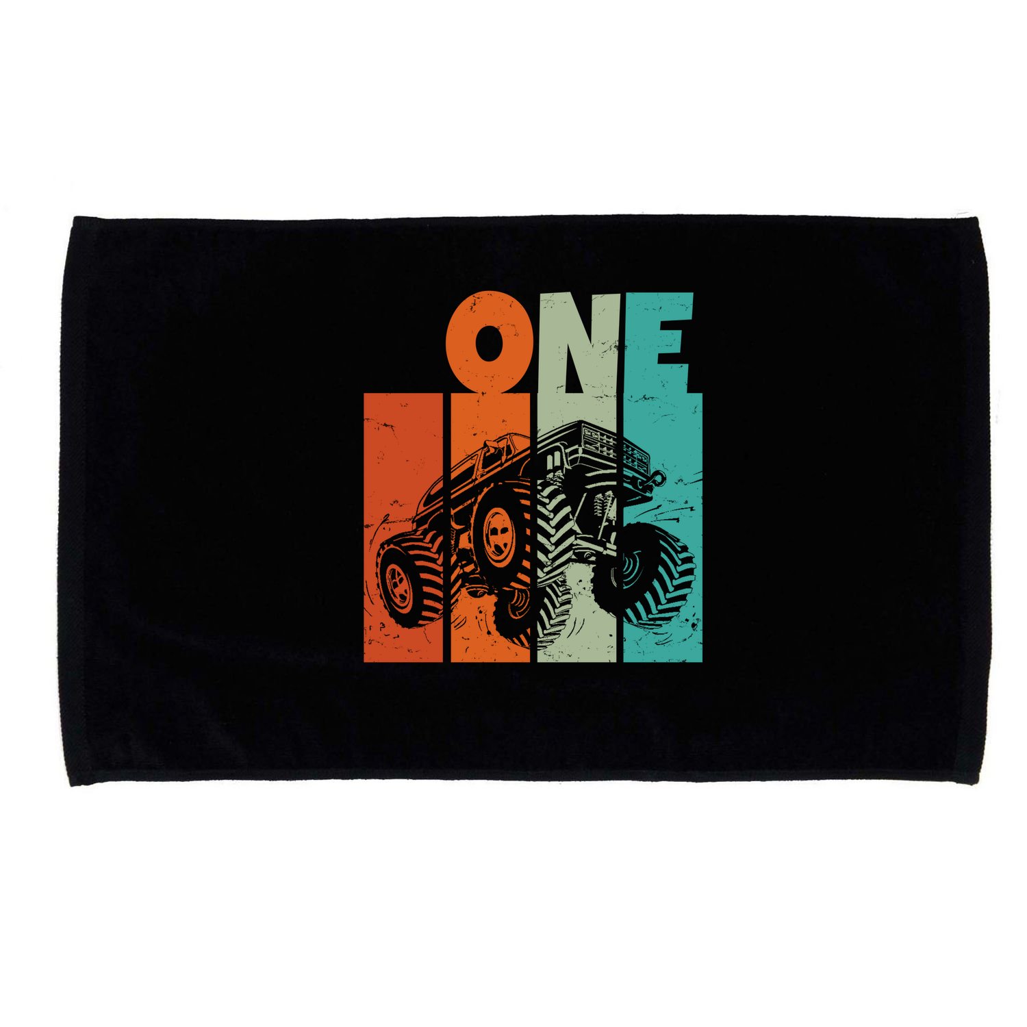 Birthday Monster Truck One Retro 1 Year Old Bday Microfiber Hand Towel