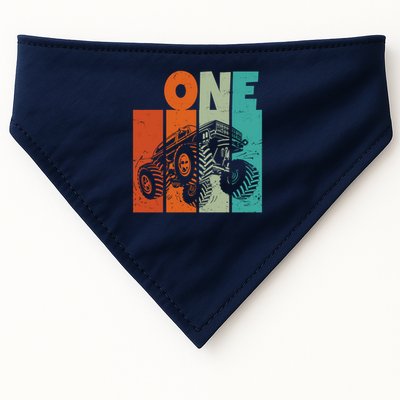 Birthday Monster Truck One Retro 1 Year Old Bday USA-Made Doggie Bandana