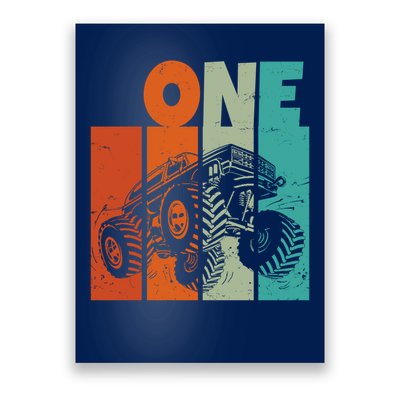Birthday Monster Truck One Retro 1 Year Old Bday Poster