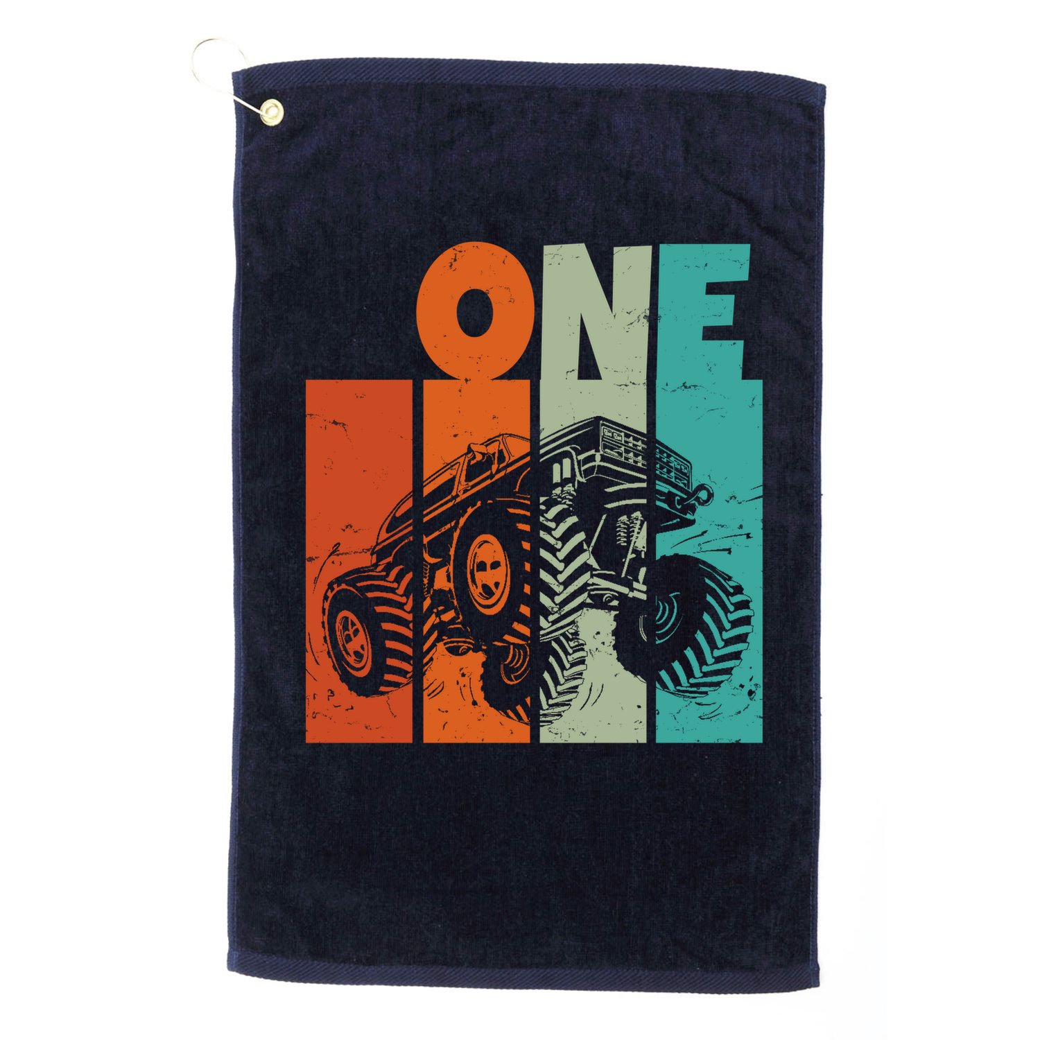 Birthday Monster Truck One Retro 1 Year Old Bday Golf Towel