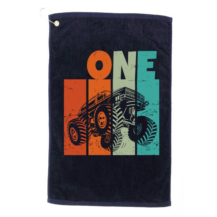 Birthday Monster Truck One Retro 1 Year Old Bday Golf Towel