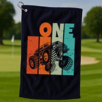 Birthday Monster Truck One Retro 1 Year Old Bday Golf Towel