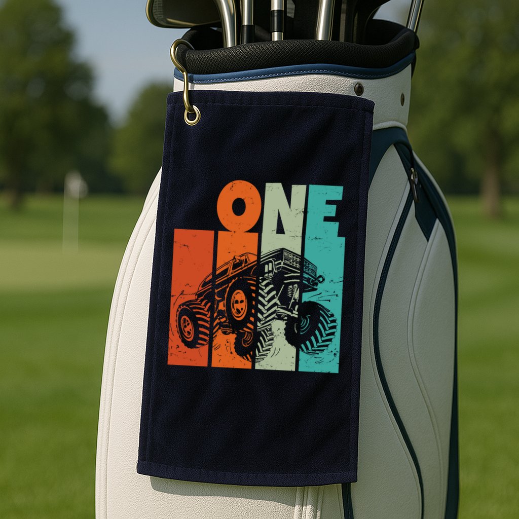 Birthday Monster Truck One Retro 1 Year Old Bday Golf Towel