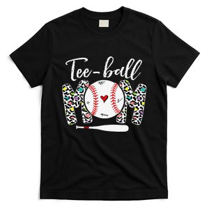 Ball Mom Tee Mother's Day Teeball Mom Leopard Funny T-Shirt