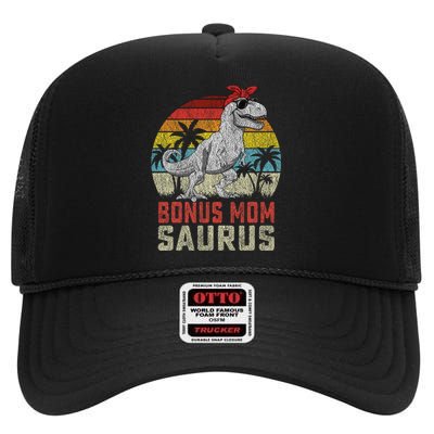 Bonus Momsaurus T Rex Dinosaur Bonus Mom Saurus Family High Crown Mesh Back Trucker Hat