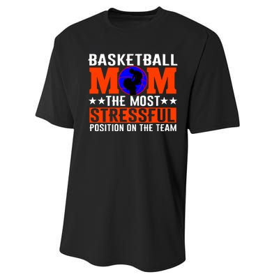 Basketball Mom The Most Stressful Position On The Team Performance Sprint T-Shirt