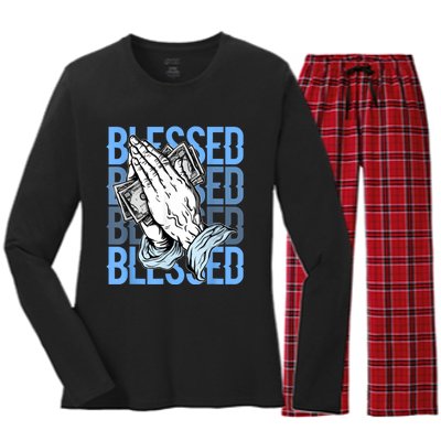 Blessed Matching To Shoe 1 UNC Toe Women's Long Sleeve Flannel Pajama Set 