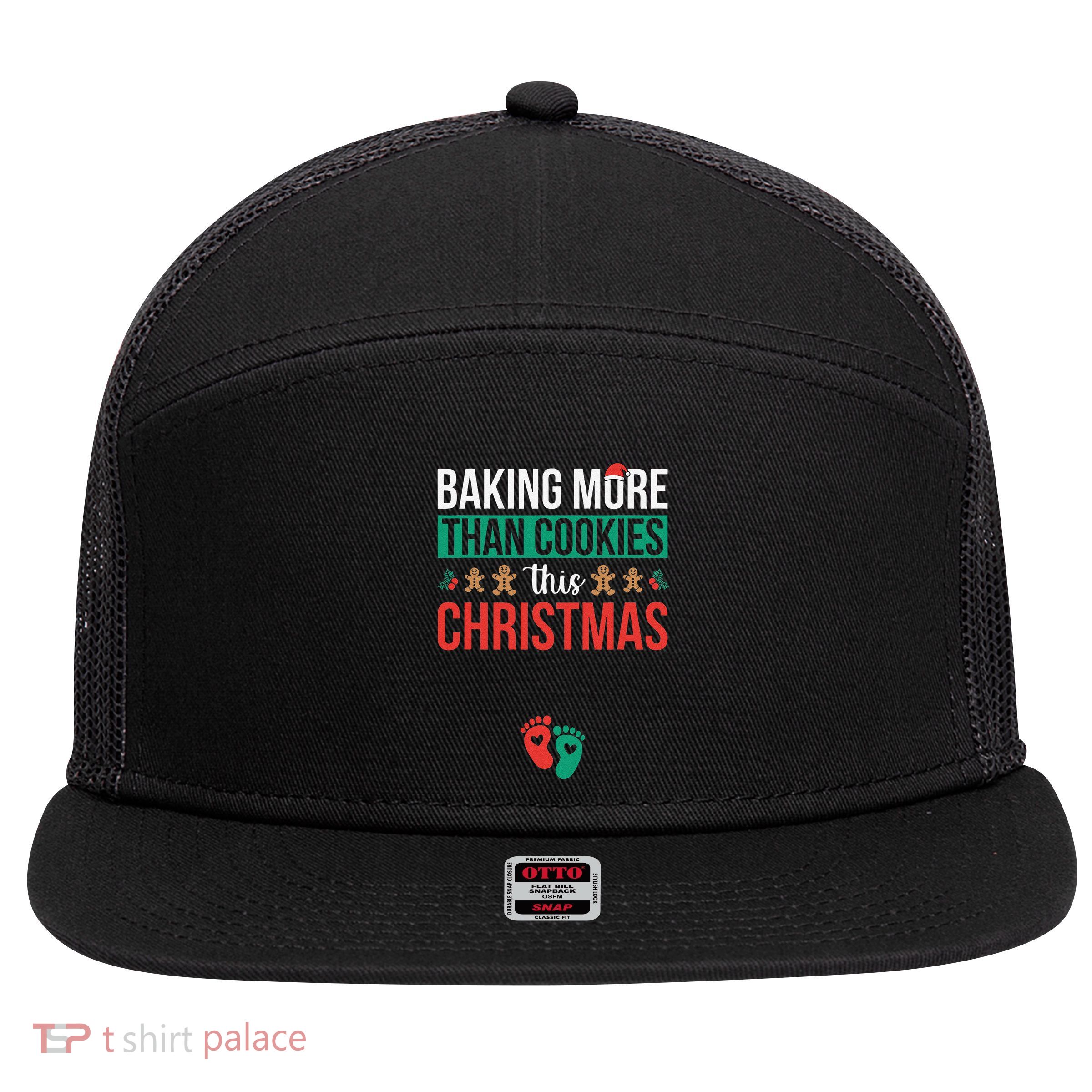 Baking More Than Cookies This Christmas Pregnancy Announce 7 Panel Mesh Trucker Snapback Hat