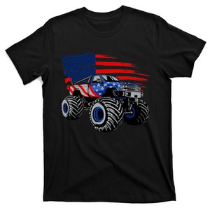 Boys Monster Truck Lover American Flag Racing USA Patriotic T-Shirt