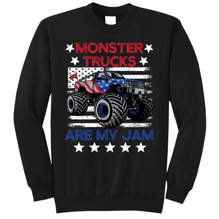 Boy Monster Truck American Flag Racing USA Patriotic Retro Tall Sweatshirt