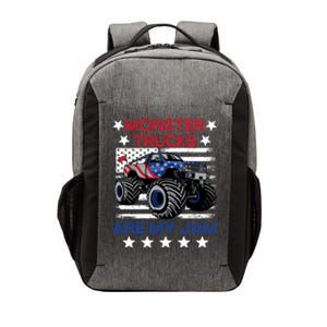 Boy Monster Truck American Flag Racing USA Patriotic Retro Vector Backpack