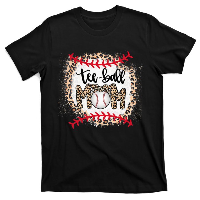 Ball Mom Teeball Mom Leopard Funny Mother's Day T-Shirt