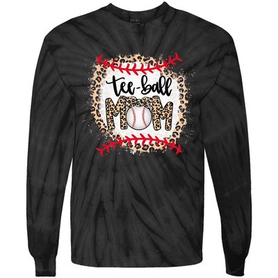 Ball Mom Teeball Mom Leopard Funny Mother's Day Tie-Dye Long Sleeve Shirt