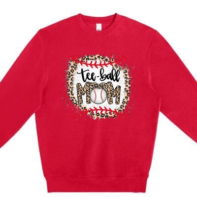 Ball Mom Teeball Mom Leopard Funny Mother's Day Premium Crewneck Sweatshirt