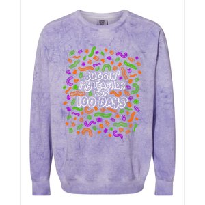 Buggin' My Teacher For 100 Days Of School Brighter Gift Colorblast Crewneck Sweatshirt