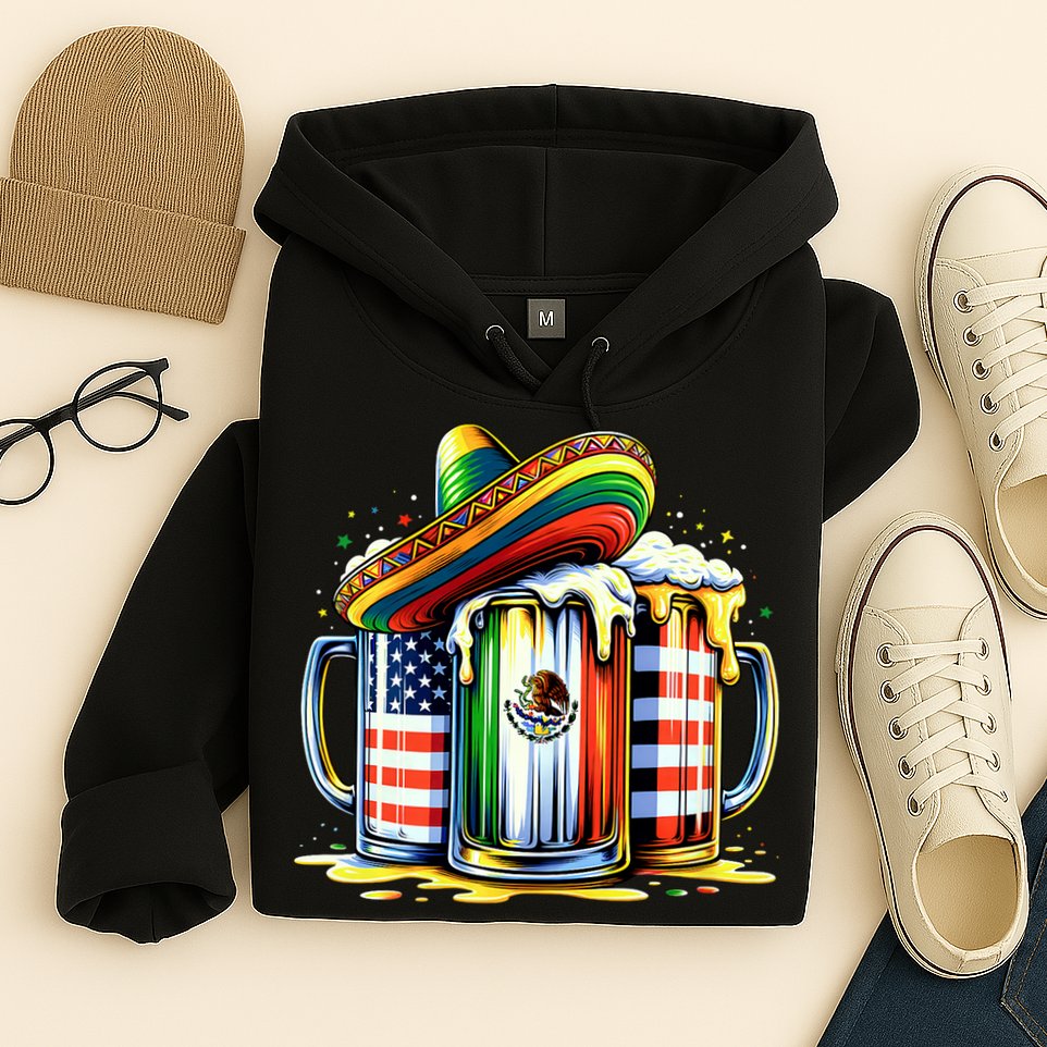 Beer Mexican Usa Flag Cinco De Mayo Drinking Party Hoodie