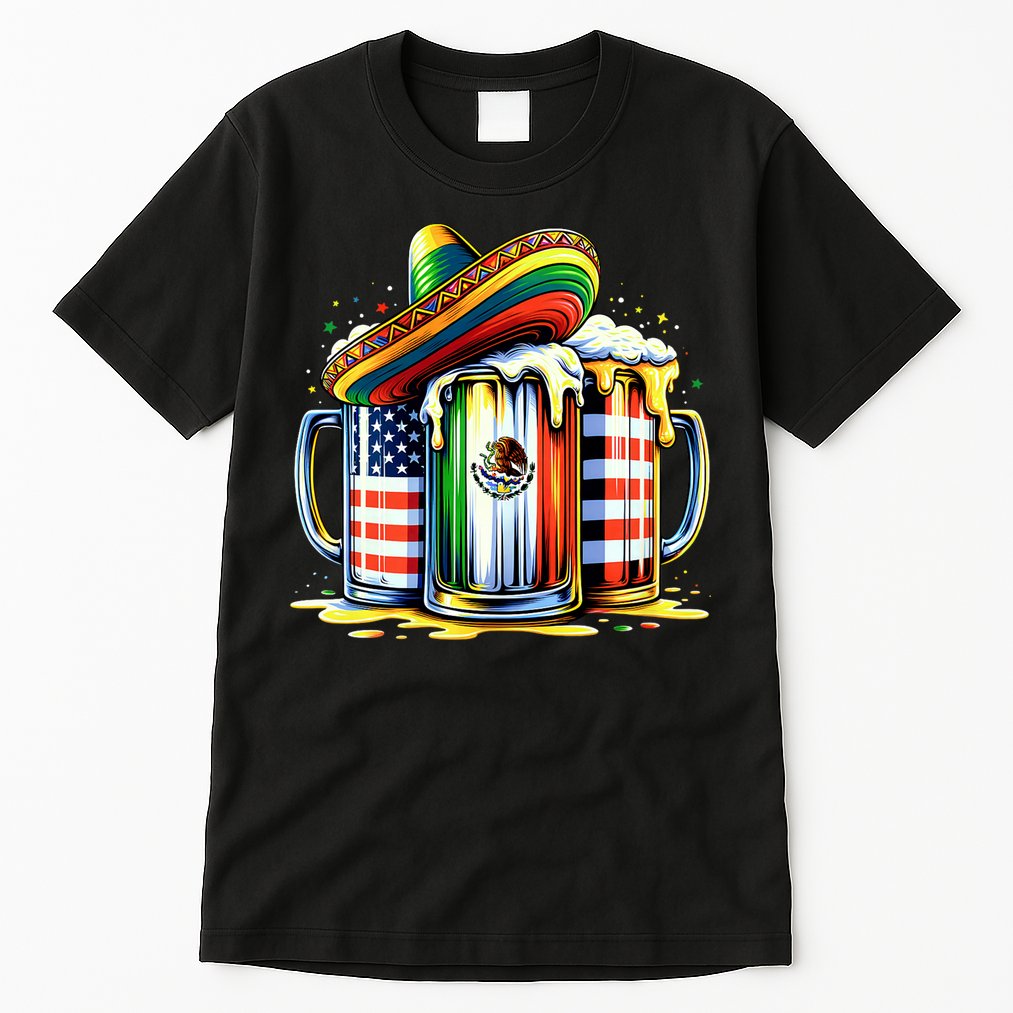 Beer Mexican Usa Flag Cinco De Mayo Drinking Party Tall T-Shirt