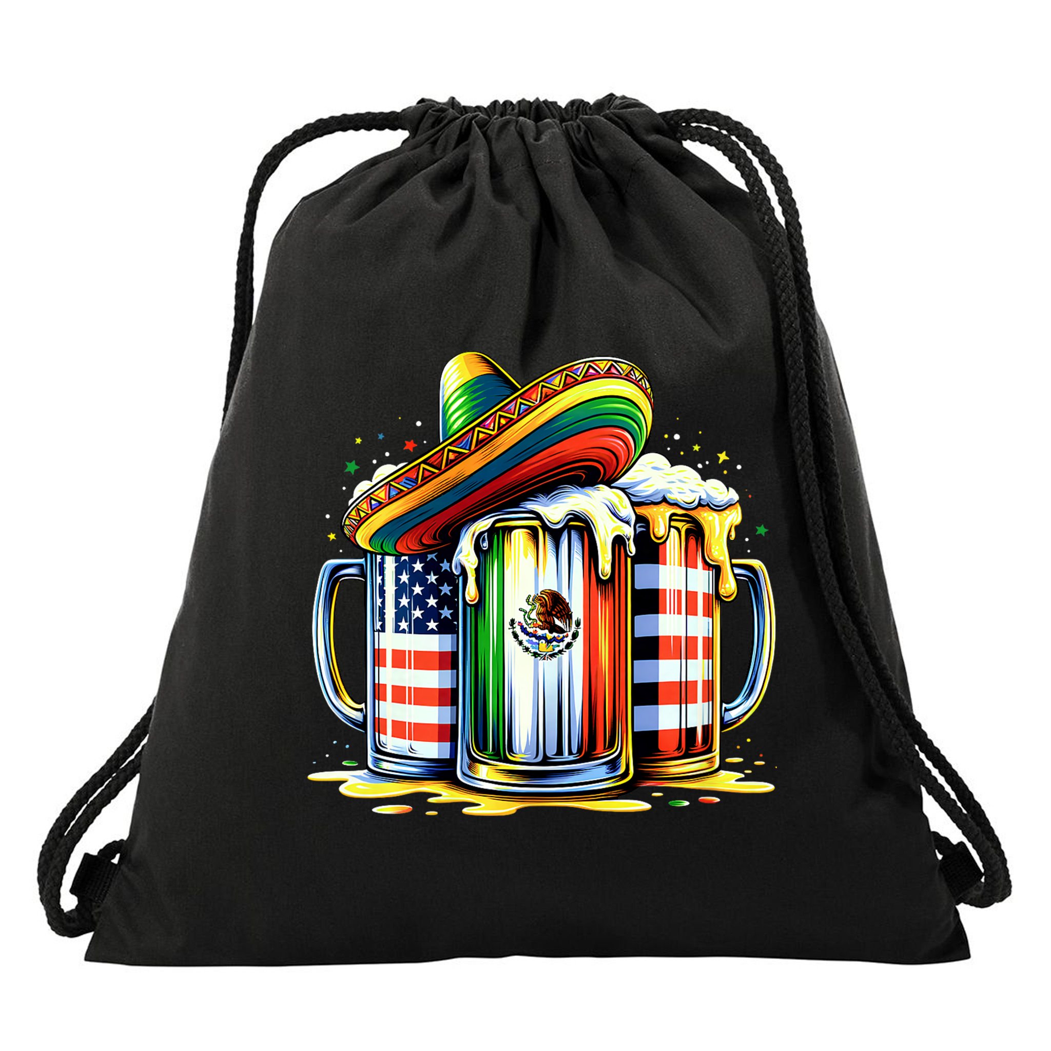 Beer Mexican Usa Flag Cinco De Mayo Drinking Party Drawstring Bag