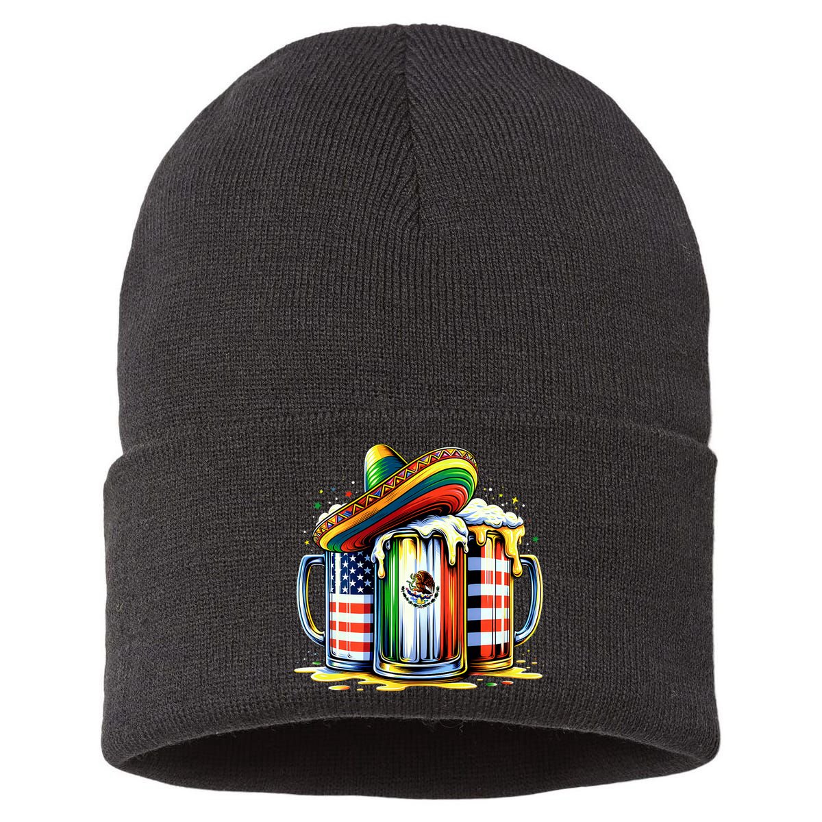Beer Mexican Usa Flag Cinco De Mayo Drinking Party Sustainable Knit Beanie