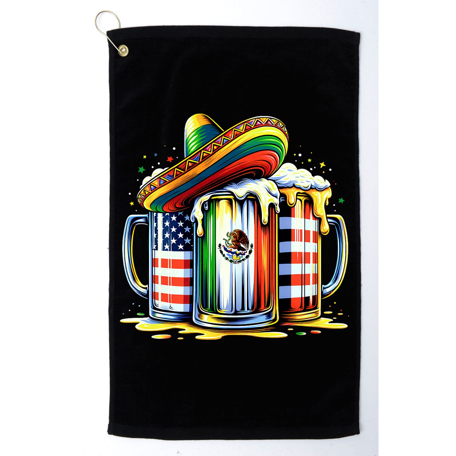 Beer Mexican Usa Flag Cinco De Mayo Drinking Party Golf Towel