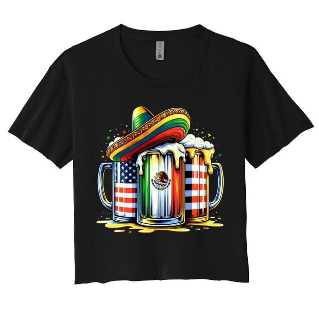 Beer Mexican Usa Flag Cinco De Mayo Drinking Party Crop Top
