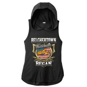 Belchertown Massachusetts Usa Flag 4th Of July Funny Gift Ladies PosiCharge Tri-Blend Wicking Draft Hoodie Tank