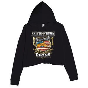 Belchertown Massachusetts Usa Flag 4th Of July Funny Gift Crop Fleece Hoodie