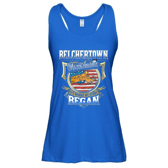 Belchertown Massachusetts Usa Flag 4th Of July Funny Gift Ladies Essential Flowy Tank