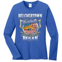 Belchertown Massachusetts Usa Flag 4th Of July Funny Gift Ladies Long Sleeve Shirt