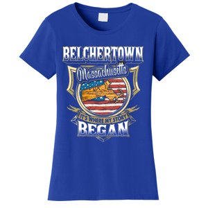 Belchertown Massachusetts Usa Flag 4th Of July Funny Gift Women's T-Shirt