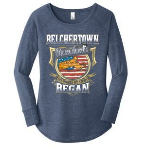 Belchertown Massachusetts Usa Flag 4th Of July Funny Gift Women's Perfect Tri Tunic Long Sleeve Shirt