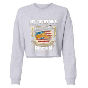 Belchertown Massachusetts Usa Flag 4th Of July Funny Gift Cropped Pullover Crew