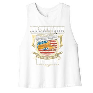 Belchertown Massachusetts Usa Flag 4th Of July Funny Gift Women's Racerback Cropped Tank