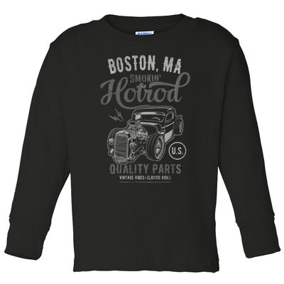 Boston Ma Usa Hotrod Vintage Style Car Design Toddler Long Sleeve Shirt