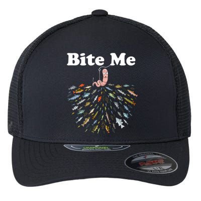 Bite Me Unique Fishing Gift For Fishing Lovers Flexfit Unipanel Trucker Cap