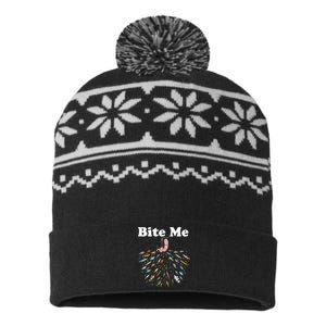 Bite Me Unique Fishing Gift For Fishing Lovers USA-Made Snowflake Beanie