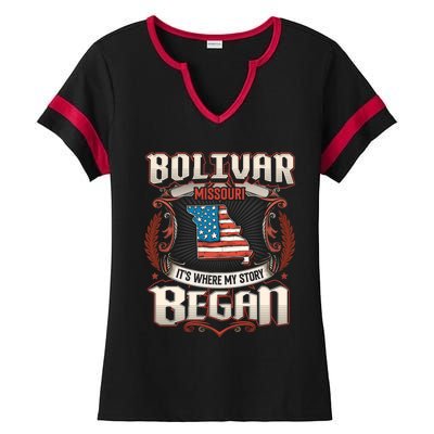 Bolivar Missouri Usa Flag 4th Of July Meaningful Gift Ladies Halftime Notch Neck Tee