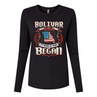 Bolivar Missouri Usa Flag 4th Of July Meaningful Gift Womens Cotton Relaxed Long Sleeve T-Shirt