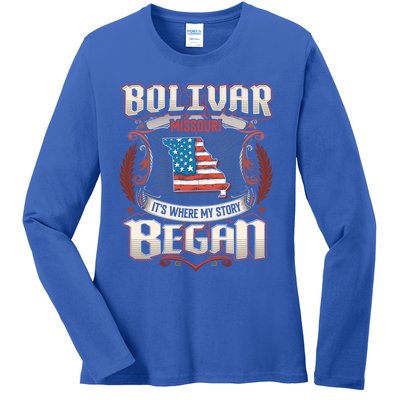 Bolivar Missouri Usa Flag 4th Of July Meaningful Gift Ladies Long Sleeve Shirt