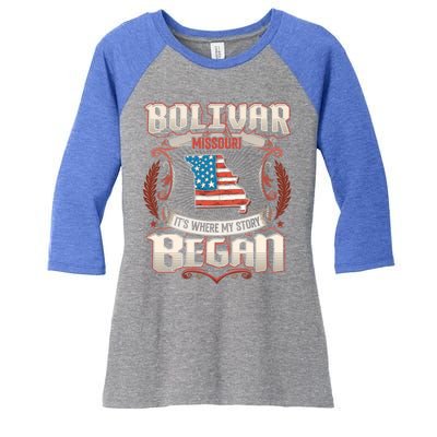 Bolivar Missouri Usa Flag 4th Of July Meaningful Gift Women's Tri-Blend 3/4-Sleeve Raglan Shirt