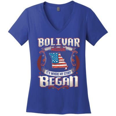 Bolivar Missouri Usa Flag 4th Of July Meaningful Gift Women's V-Neck T-Shirt