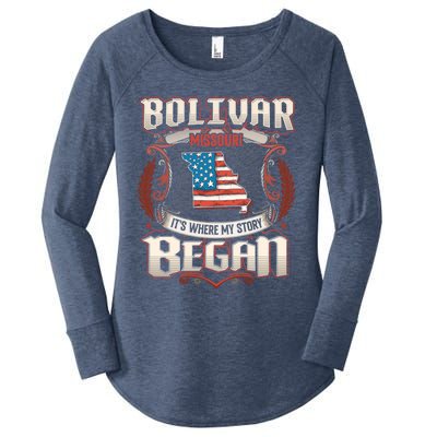 Bolivar Missouri Usa Flag 4th Of July Meaningful Gift Women's Perfect Tri Tunic Long Sleeve Shirt