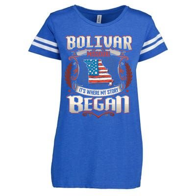 Bolivar Missouri Usa Flag 4th Of July Meaningful Gift Enza Ladies Jersey Football T-Shirt